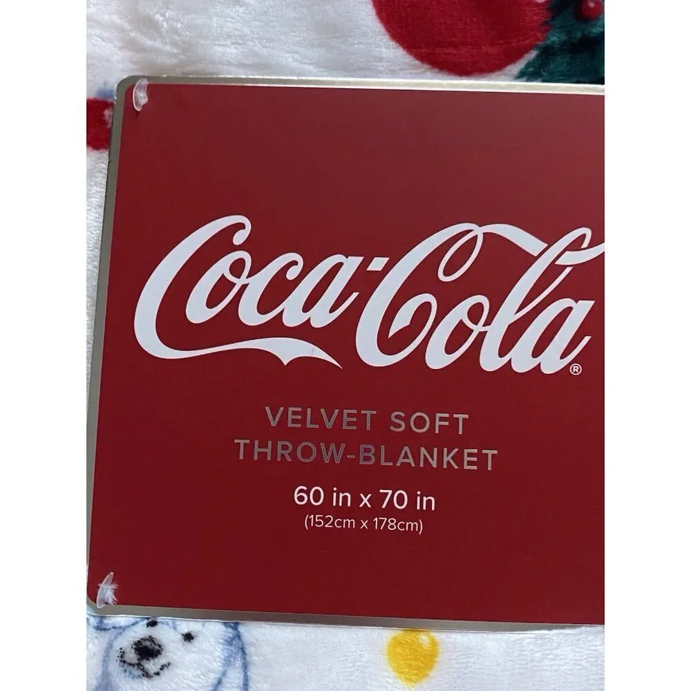 Coca Cola Velvet Soft Throw Blanket 60 X 70”‎ Bears W/Bottle Christmas Tree NEW